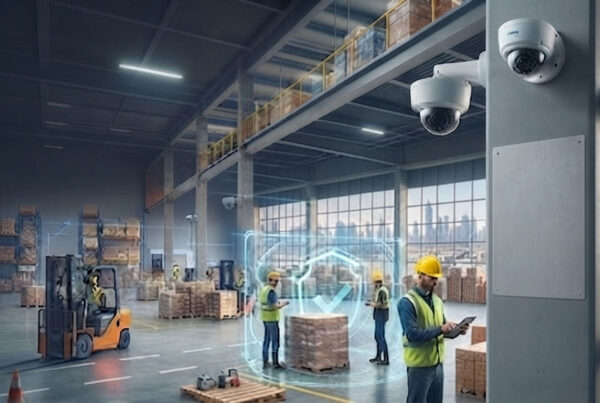 CCTV camera monitoring loading dock at a Dubai warehouse